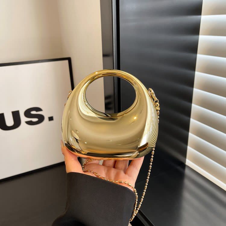 Elegant Mini Metal Clutch – Premium Design with Snake Chain & Built-in Mirrors