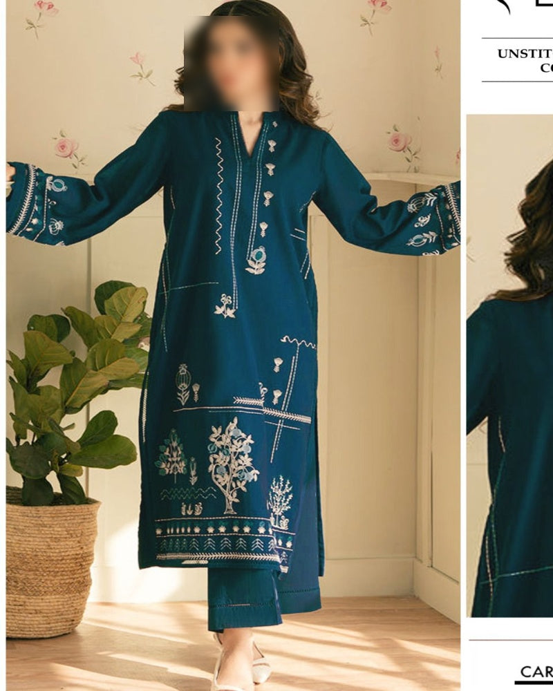Premium Airjet Dhanak 2Pc Embroidered Winter Suit – Elegant & Warm Style for Women