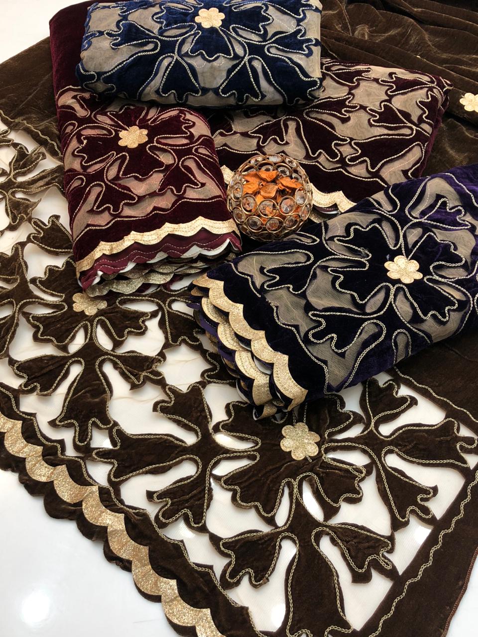 Luxury Micro Velvet Shawl with Double-Sided Heavy Laser Cut Aari Embroidery – Winter Collection 2025