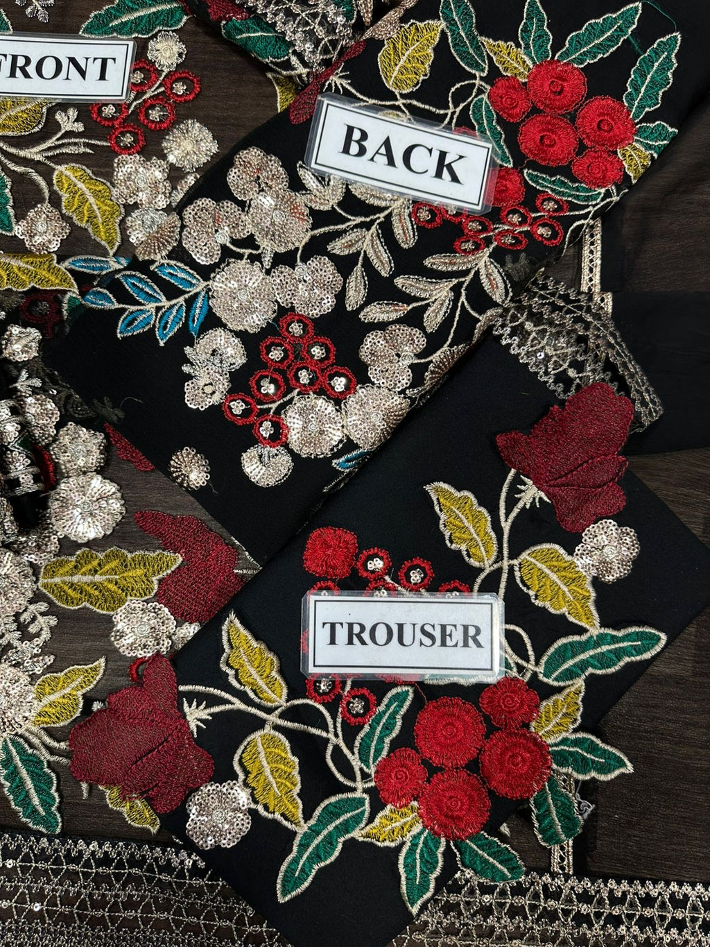 Luxury embroidered chiffon 3-piece unstitched suit with malai trouser and chiffon dupatta for women – festive collection Pakistan 2025