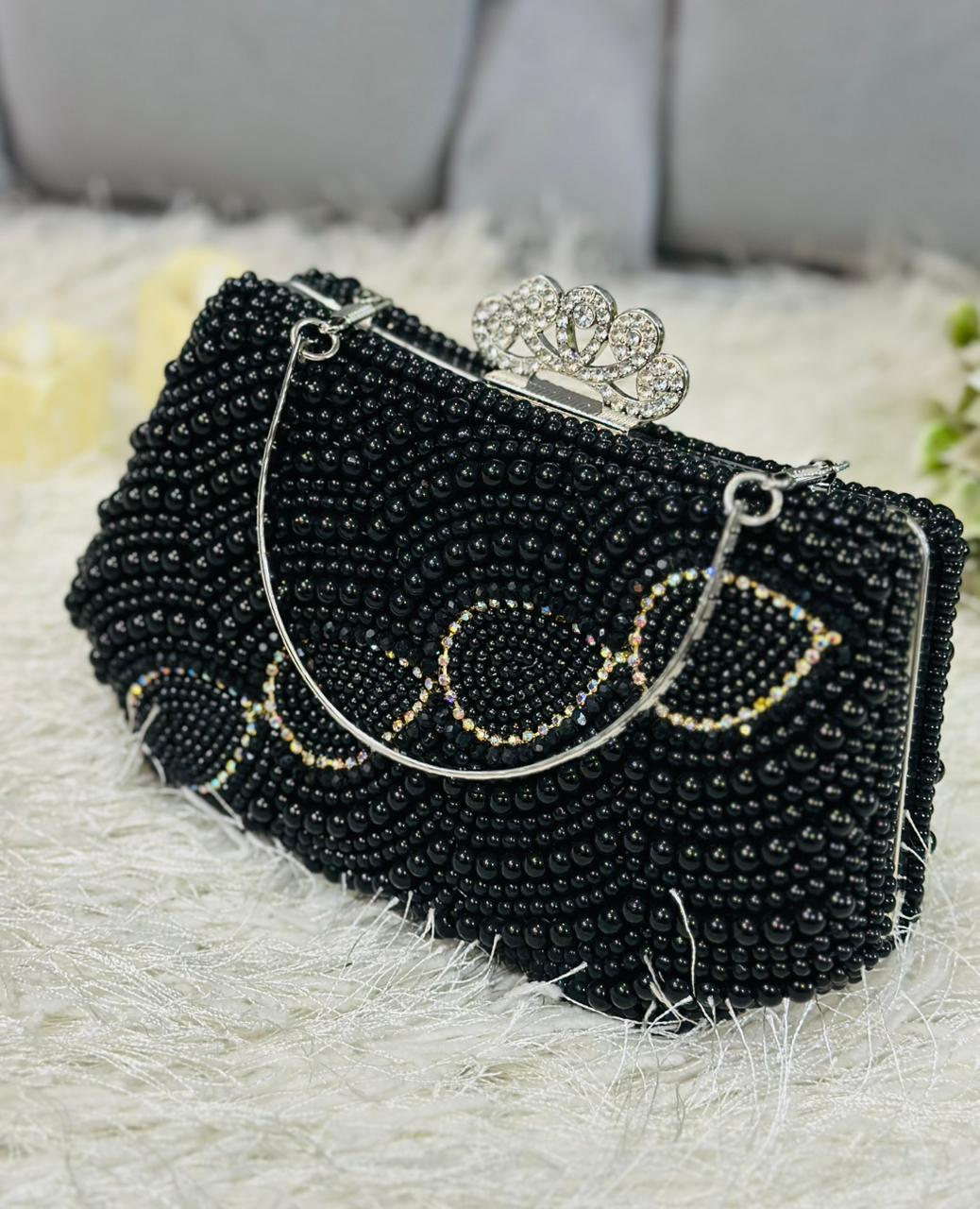 Elegant Pearl Embellished Fancy Hand Clutch