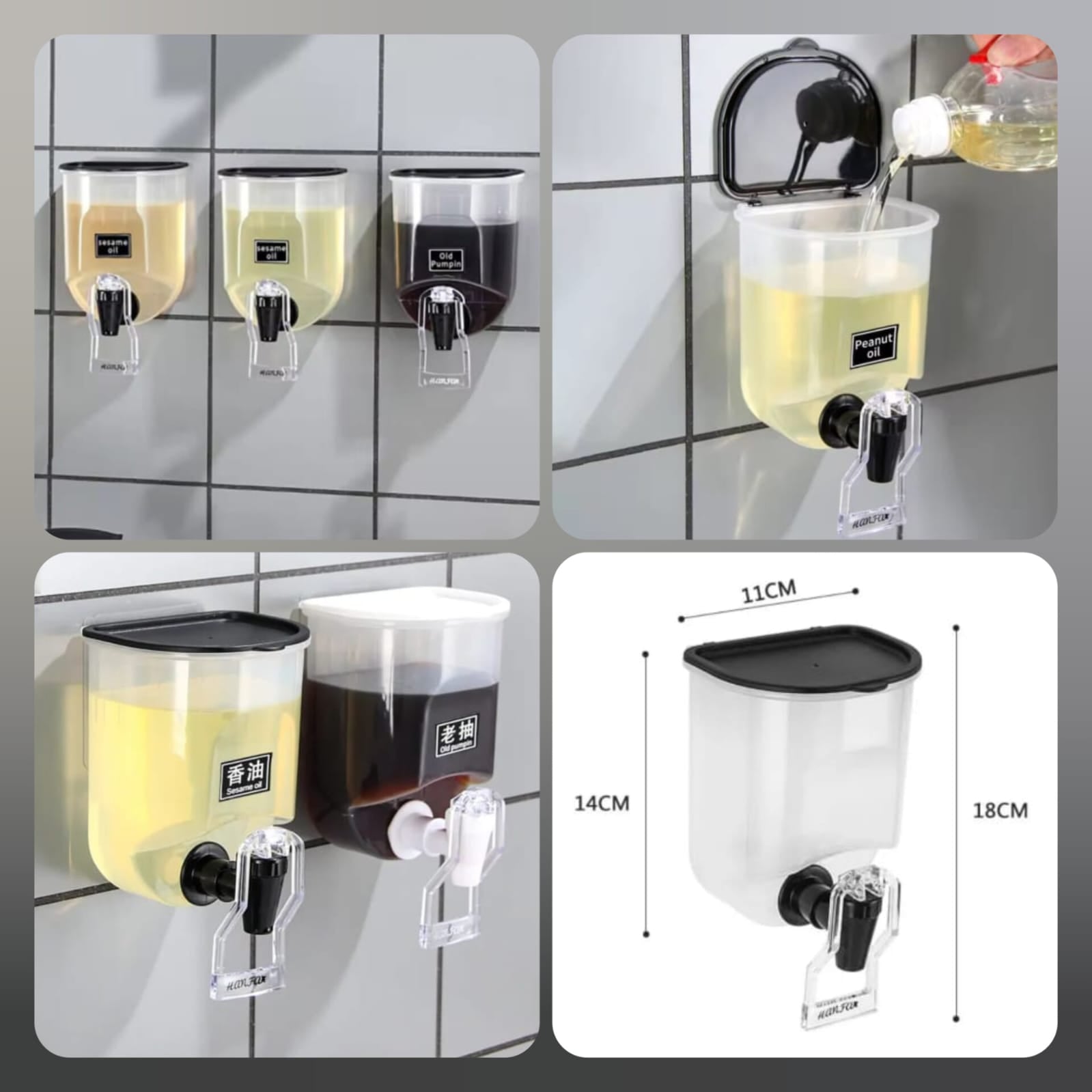 Self-Adhesive Wall-Mounted Oil Dispenser