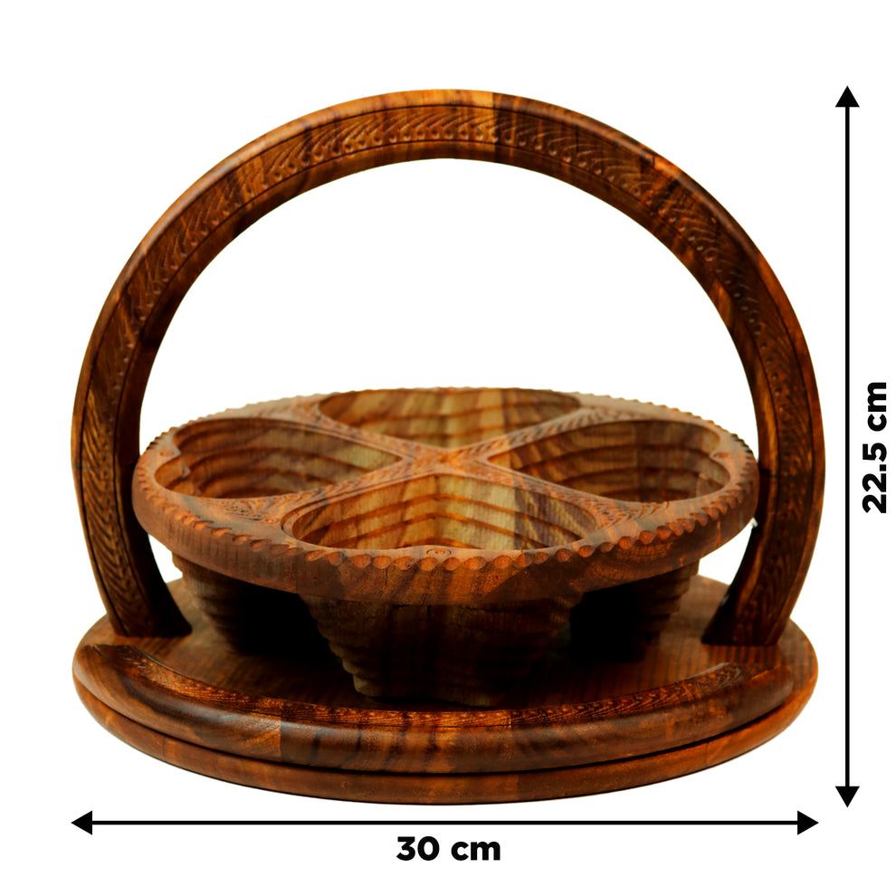 4-Partition Handcrafted Foldable Dry Fruit Basket