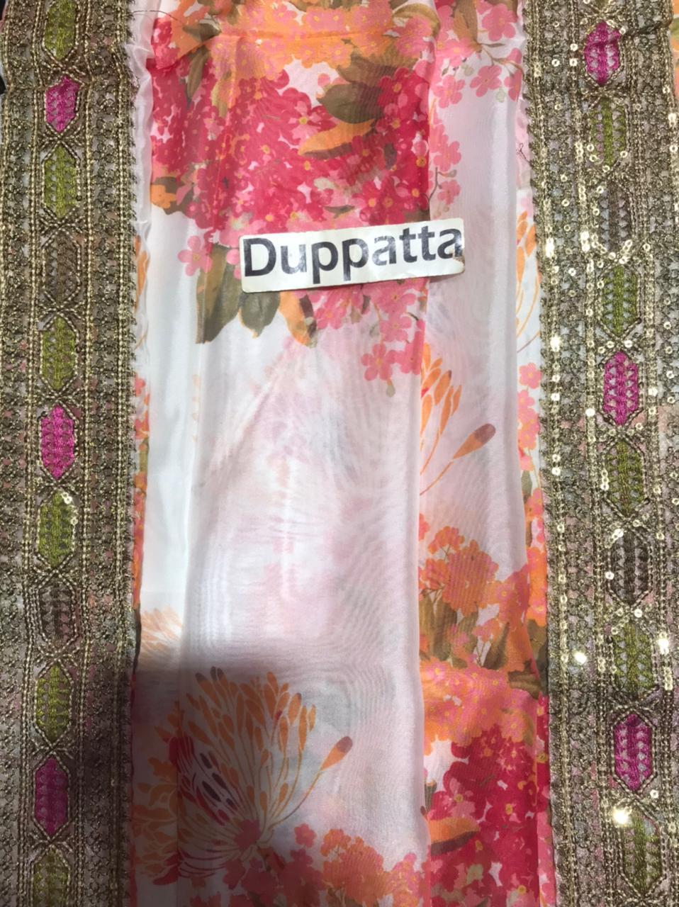 Luxury Embroidered Shamoze Silk 3Pc Unstitched Suit with Digital Prints & Cutwork Dupatta