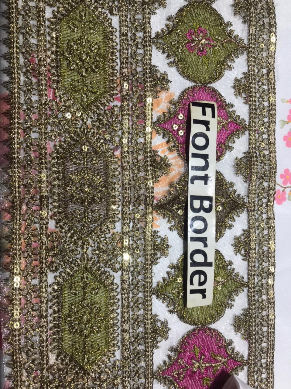 Luxury Embroidered Shamoze Silk 3Pc Unstitched Suit with Digital Prints & Cutwork Dupatta