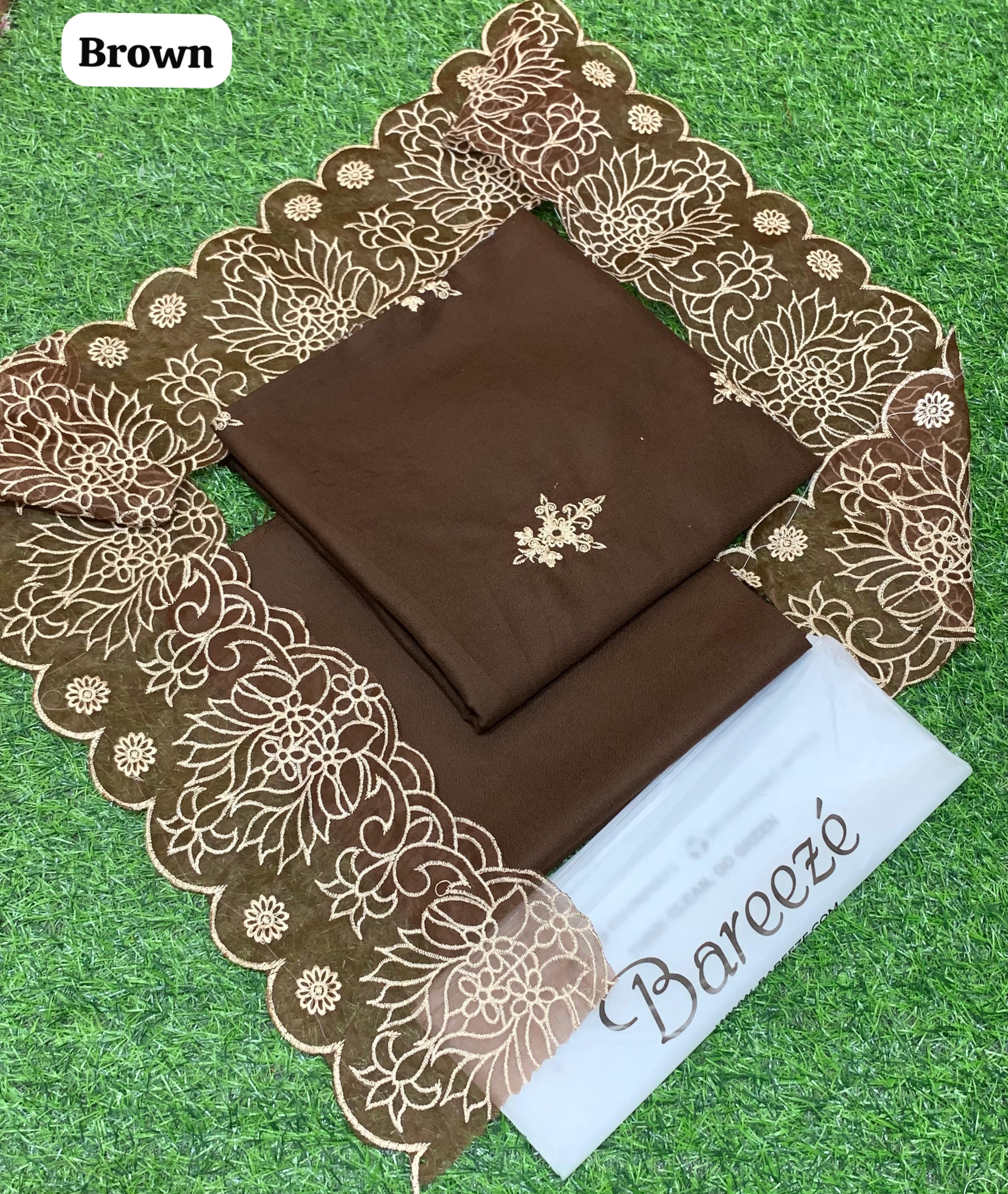 Women's luxury embroidered 2-piece Dhanak suit with double tissue patchwork and dyed trouser – Winter Collection 2025