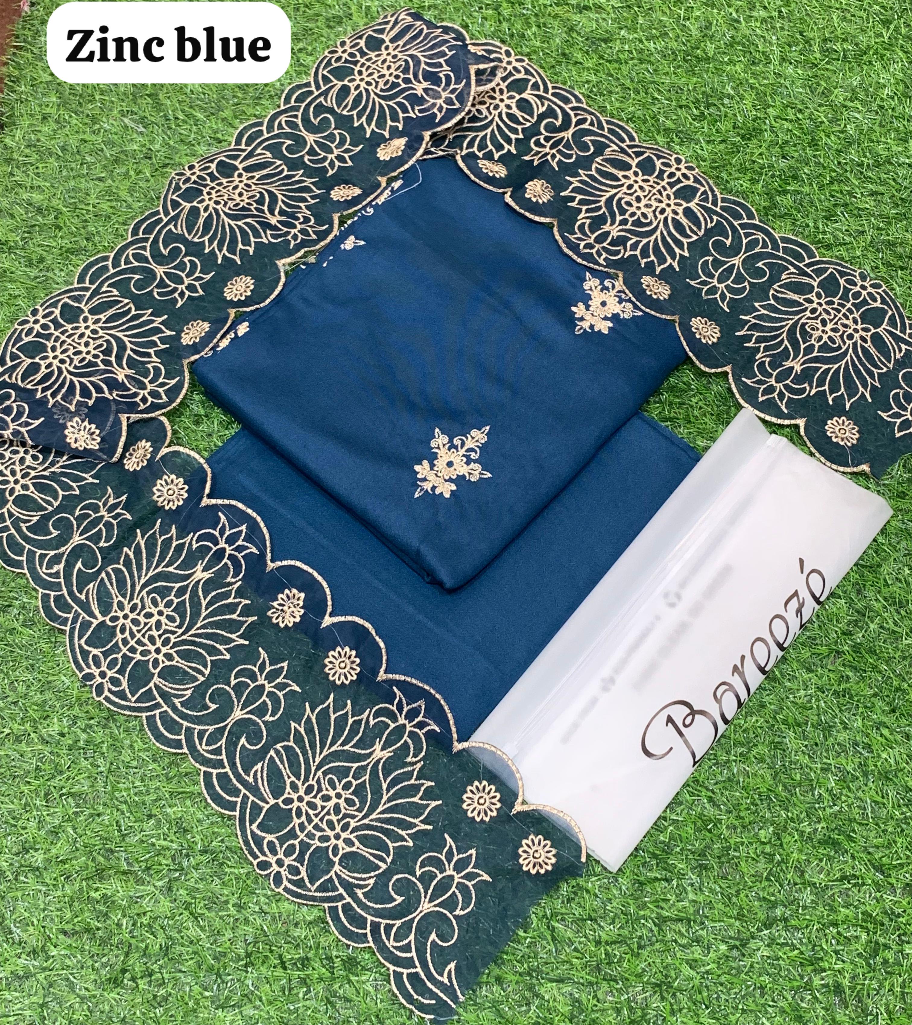 Women's luxury embroidered 2-piece Dhanak suit with double tissue patchwork and dyed trouser – Winter Collection 2025