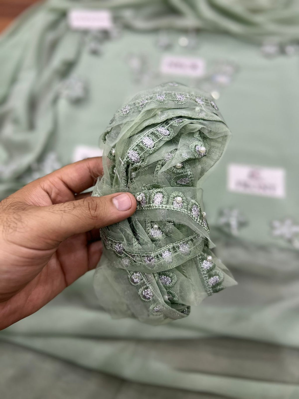 Luxury Hand-Embellished Chiffon 3-Piece Festive Suit