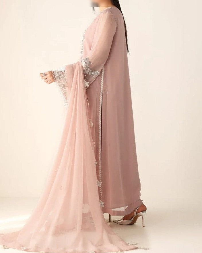 Luxury Hand-Embellished Chiffon 3-Piece Festive Suit