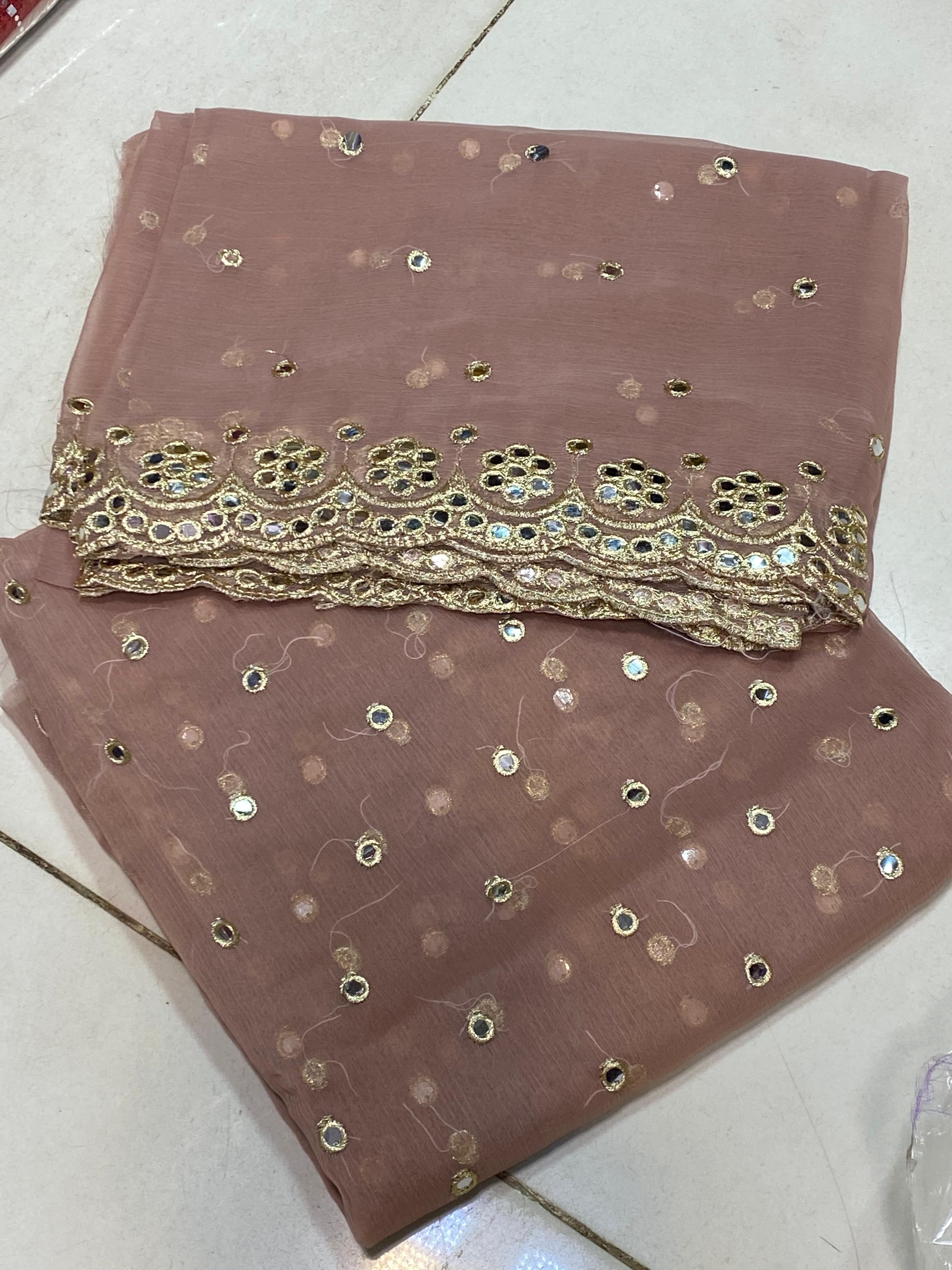 Crinkle Chiffon 2pc Embroidered Suit with Mirror Work & Border – Elegant Festive Collection 2025