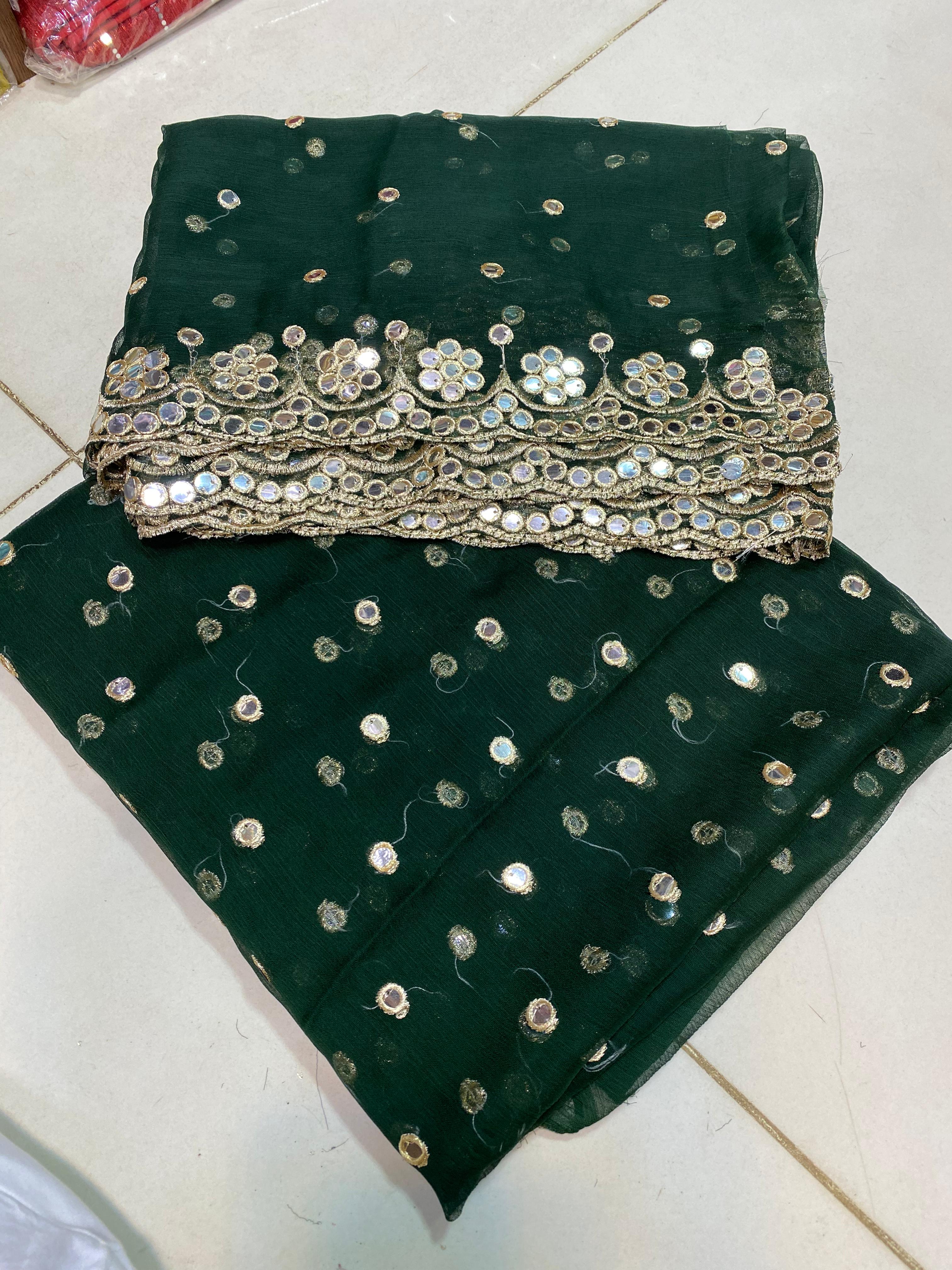 Crinkle Chiffon 2pc Suit with Mirror Work & Embroidered Border – Elegant Festive Collection 2025