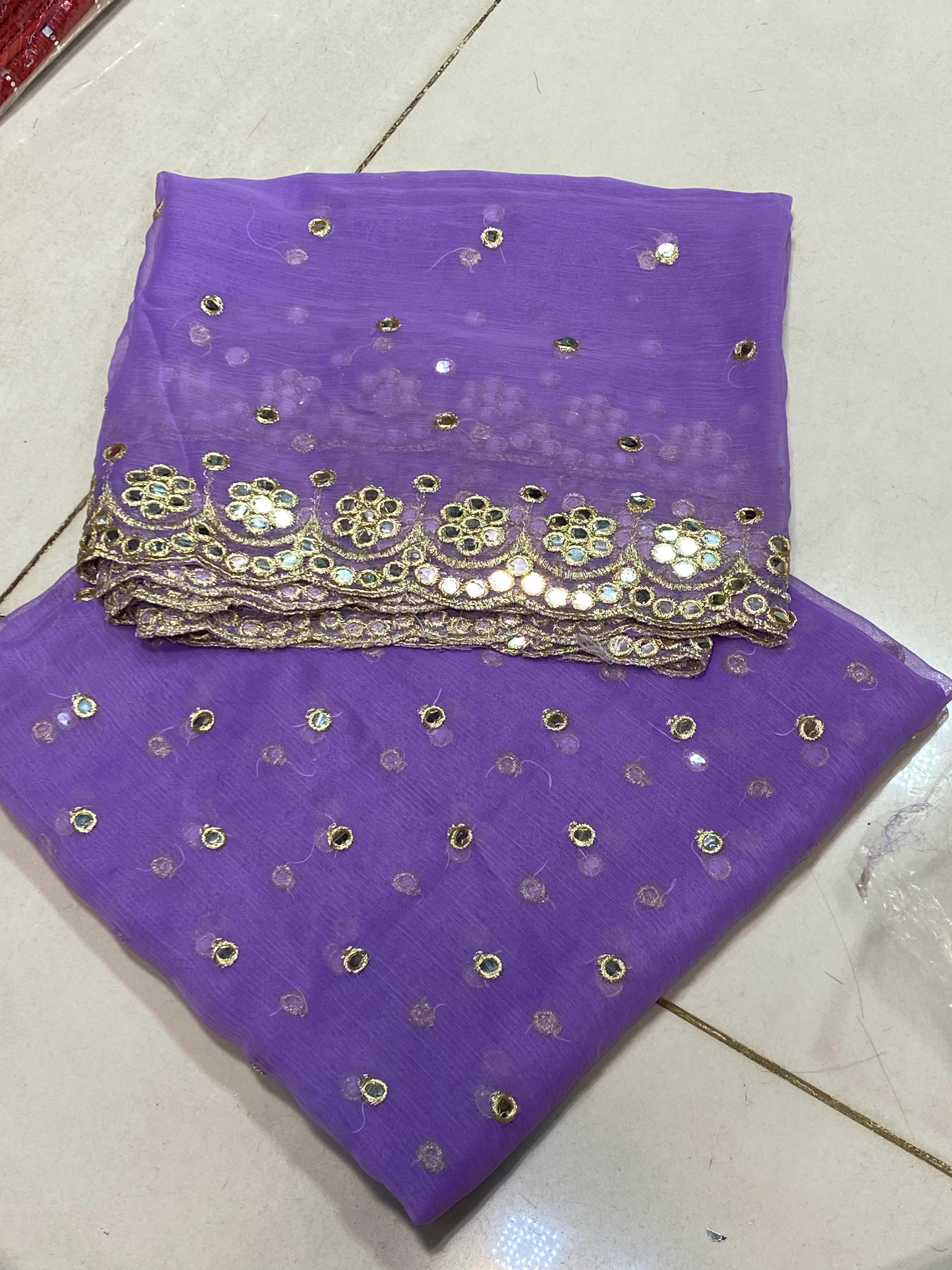 Crinkle Chiffon 2pc Suit with Mirror Work & Embroidered Border – Elegant Festive Collection 2025