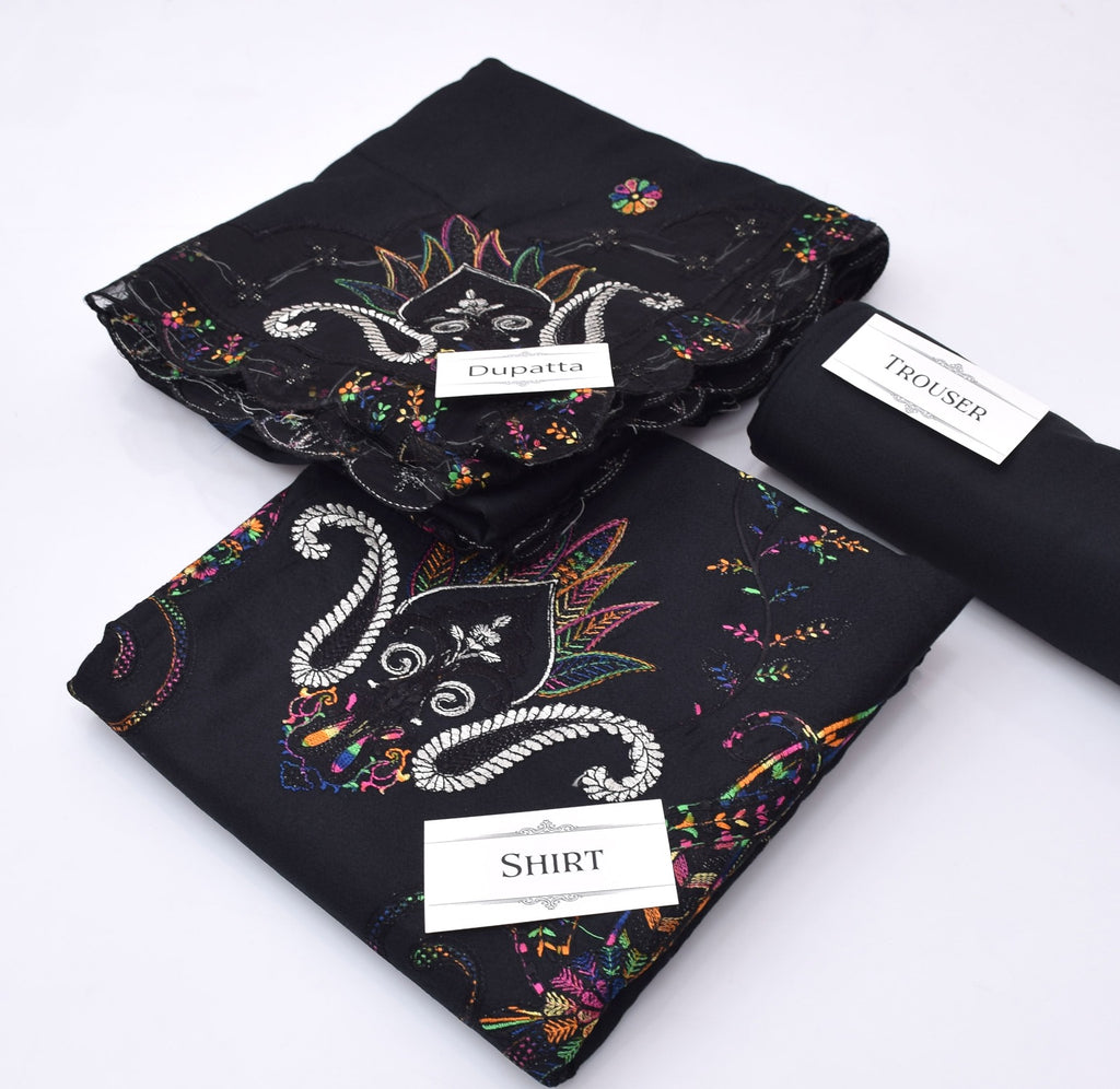 Luxury Embroidered Dhanak 3pc Suit with Boring Daman & Fancy Cutwork Dupatta – Heavy Winter Collection 2025