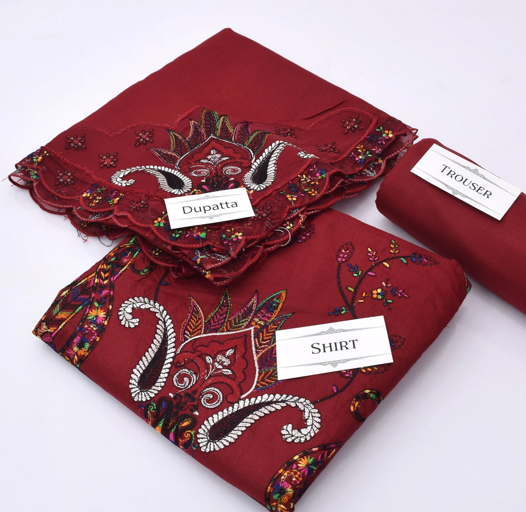 Luxury Embroidered Dhanak 3pc Suit with Boring Daman & Fancy Cutwork Dupatta – Heavy Winter Collection 2025