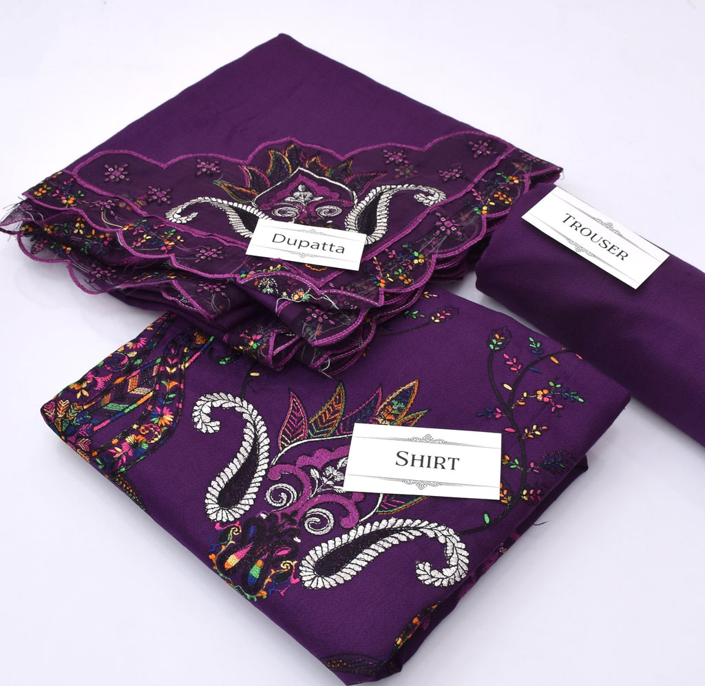 Luxury Embroidered Dhanak 3pc Suit with Boring Daman & Fancy Cutwork Dupatta – Heavy Winter Collection 2025