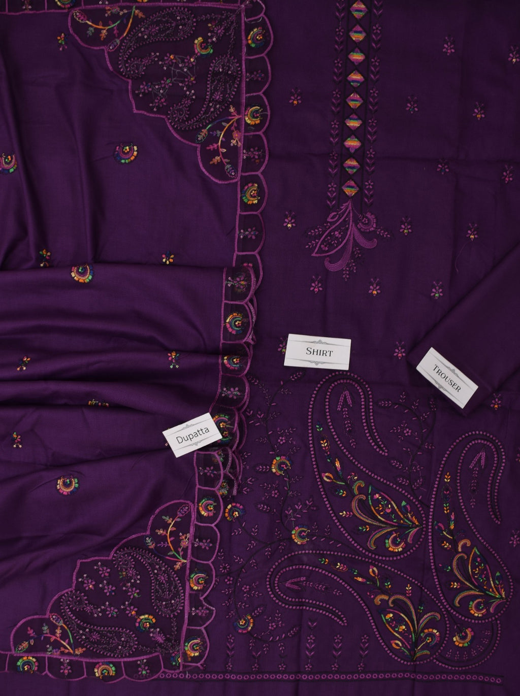 Luxury Embroidered Dhanak 3pc Suit with Boring Daman & Fancy Cutwork Dupatta – Heavy Winter Collection 2025