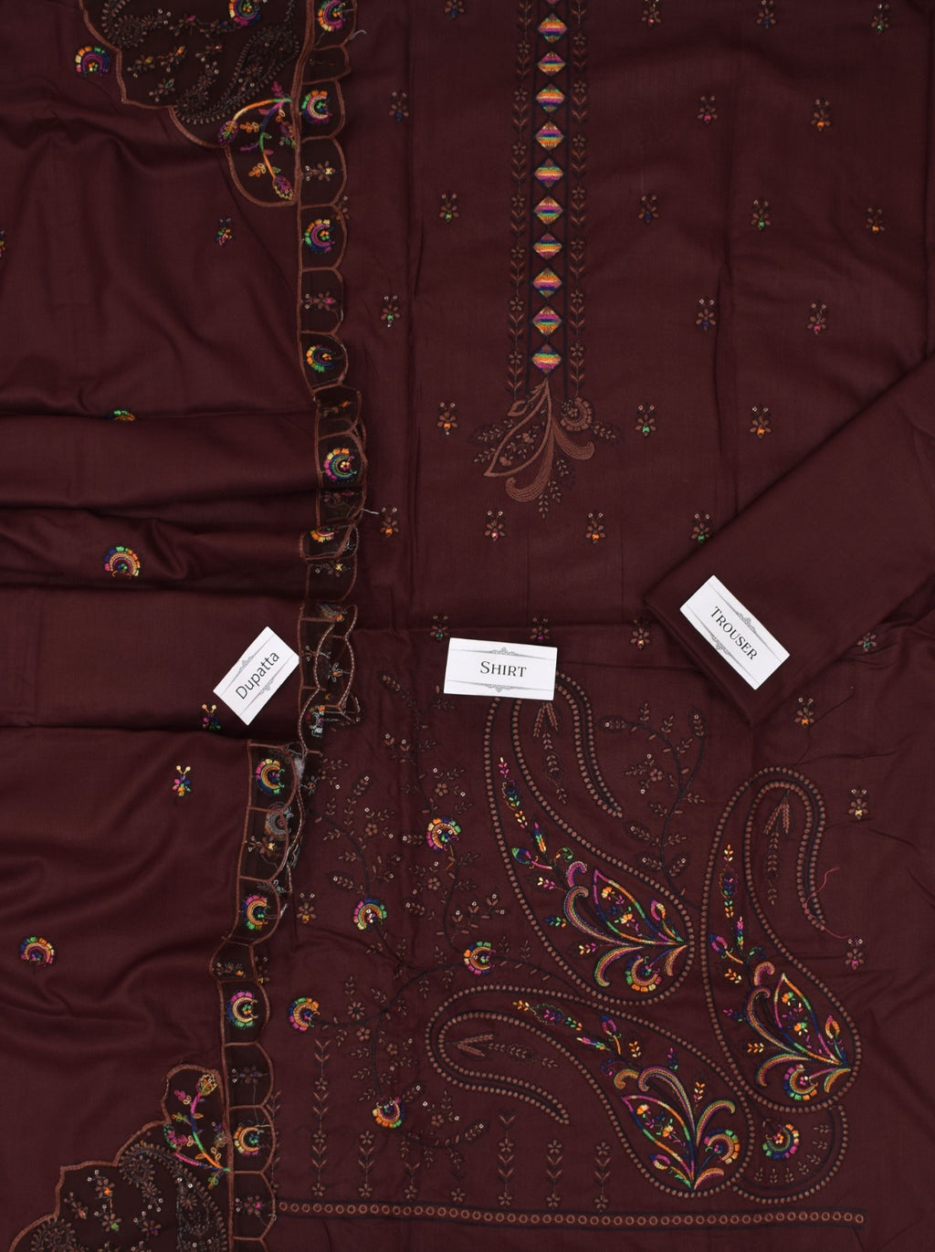 Luxury Embroidered Dhanak 3pc Suit with Boring Daman & Fancy Cutwork Dupatta – Heavy Winter Collection 2025