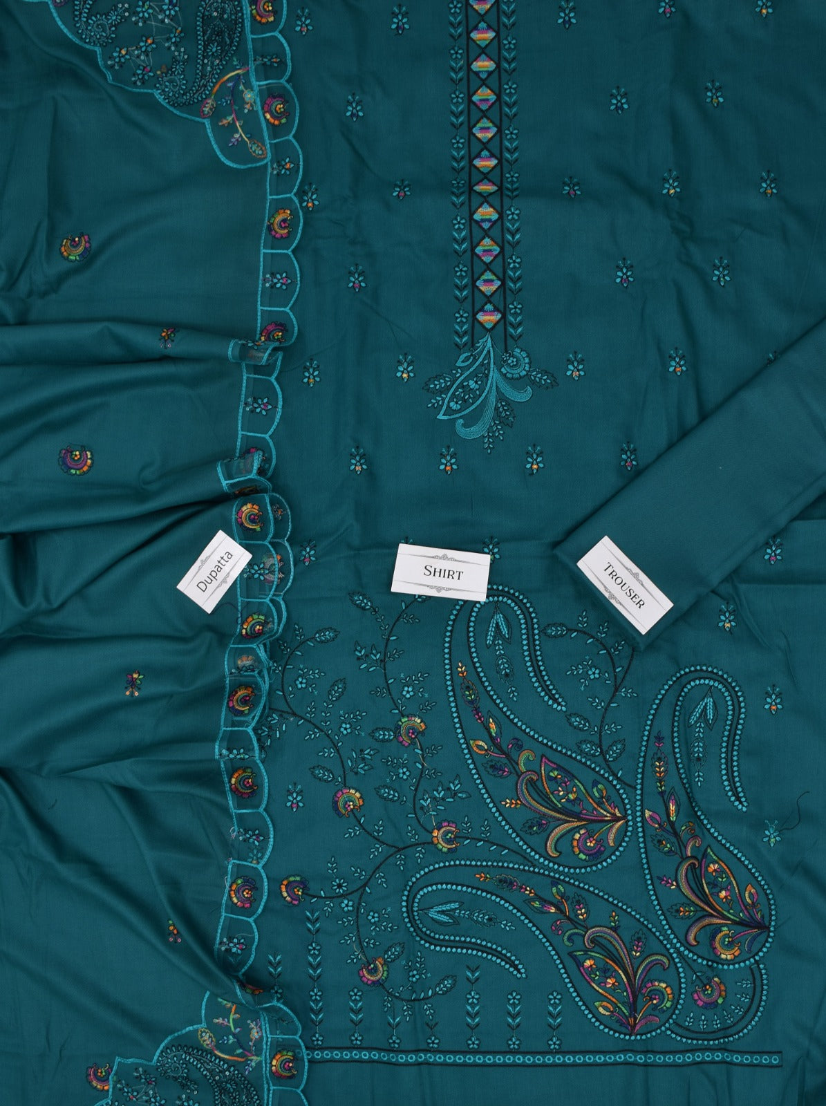 Luxury Embroidered Dhanak 3pc Suit with Boring Daman & Fancy Cutwork Dupatta – Heavy Winter Collection 2025