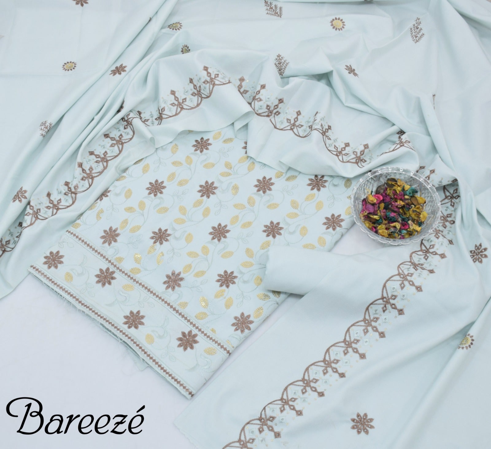 Embroidered Dhanak 3pc Unstitched Winter Suit for Women – Premium Soft Fabric & Elegant Design 2025