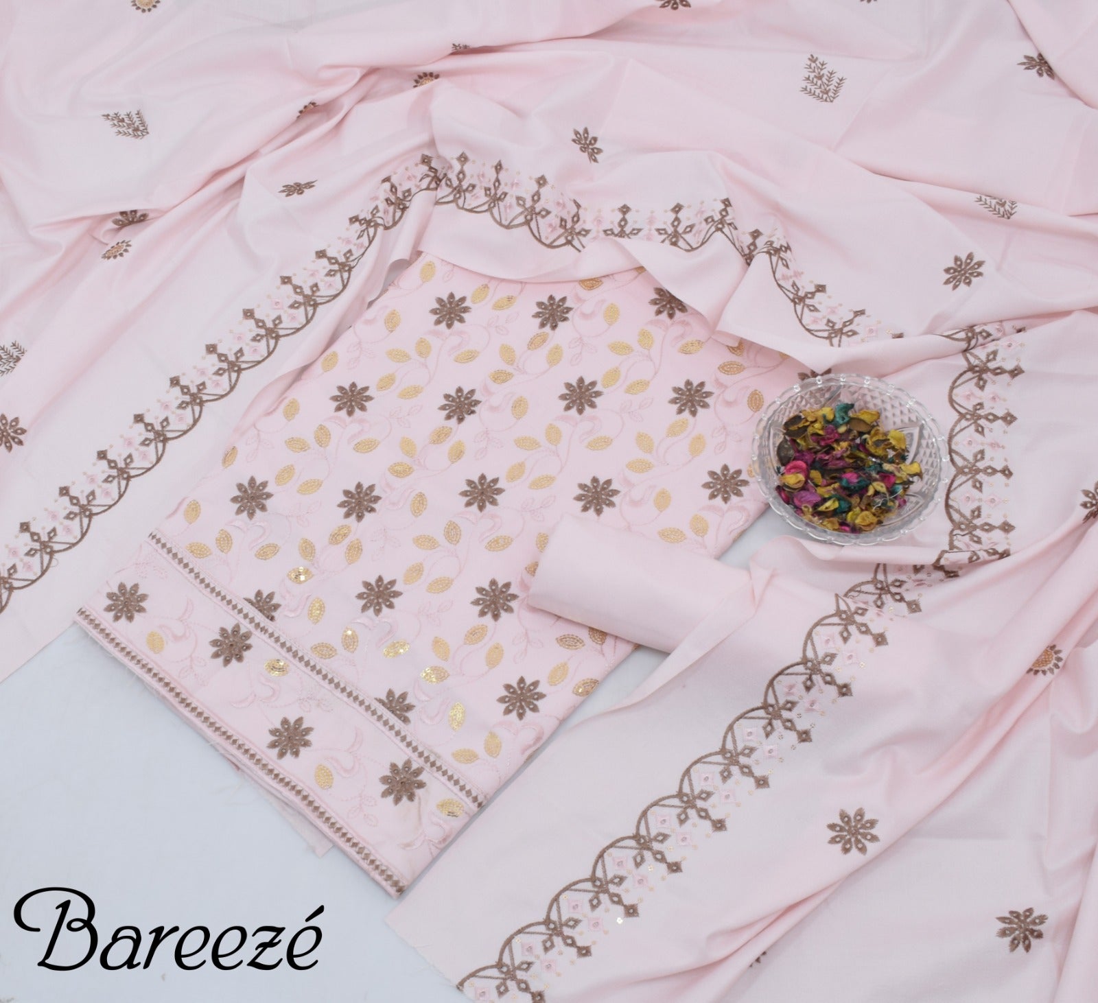 Embroidered Dhanak 3pc Unstitched Winter Suit for Women – Premium Soft Fabric & Elegant Design 2025