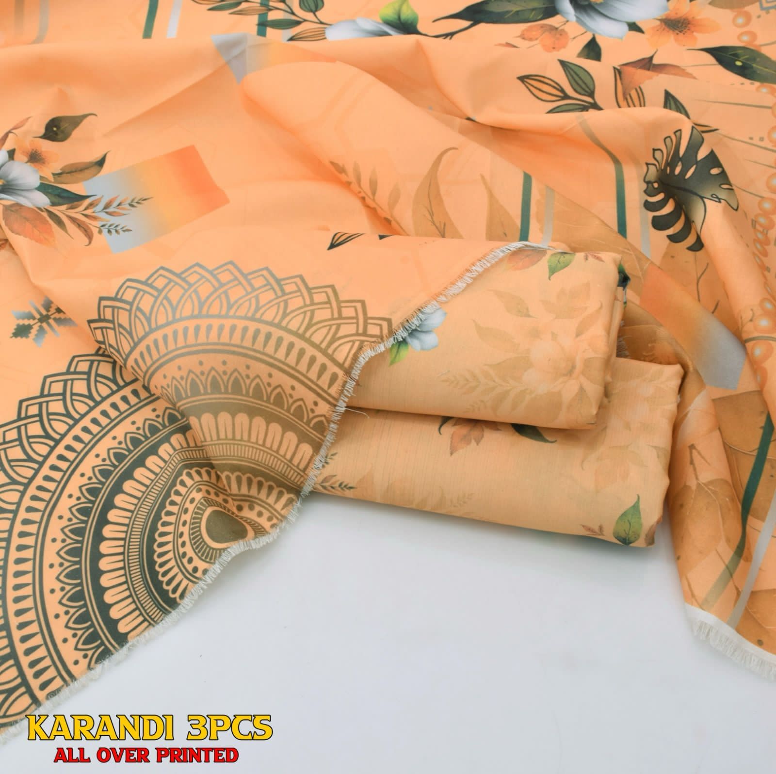 Premium Karandi 3pc Digital Printed Unstitched Winter Suit for Women – Soft Fabric & Vibrant Design 2025