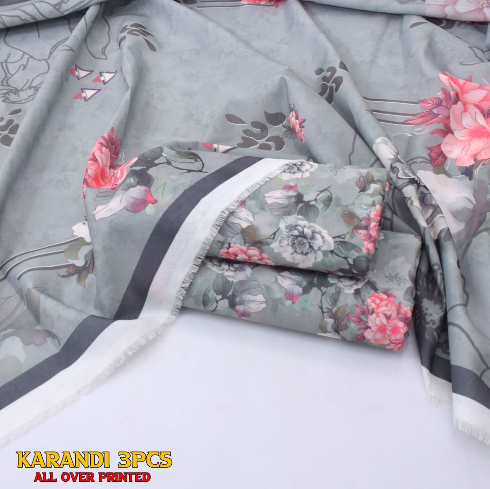 Premium Karandi 3pc Digital Printed Unstitched Winter Suit for Women – Soft Fabric & Vibrant Design 2025
