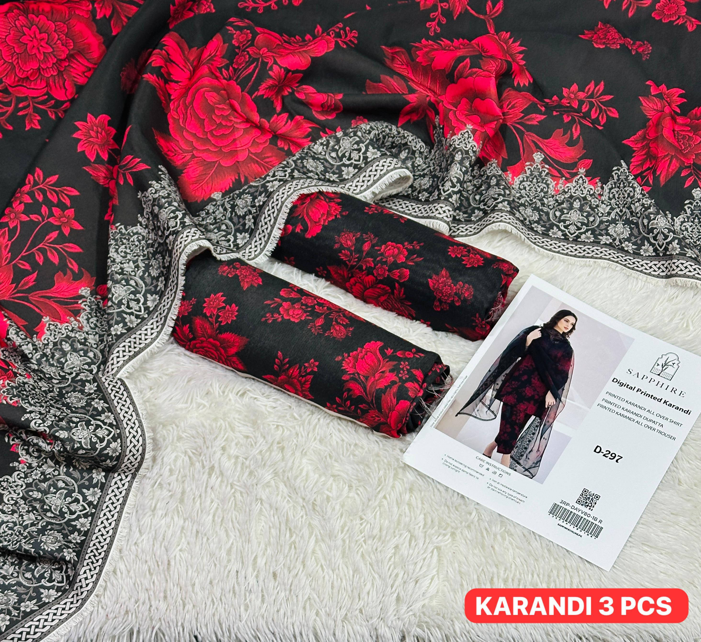 Premium Karandi 3pc Digital Printed Winter Suit for Women – Soft & Elegant 2025