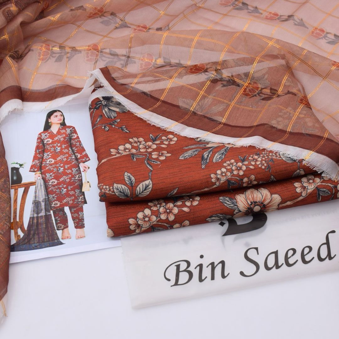 Luxury Dhanak 3pc Digital Printed Winter Suit for Women – Elegant New Collection 2025-2026