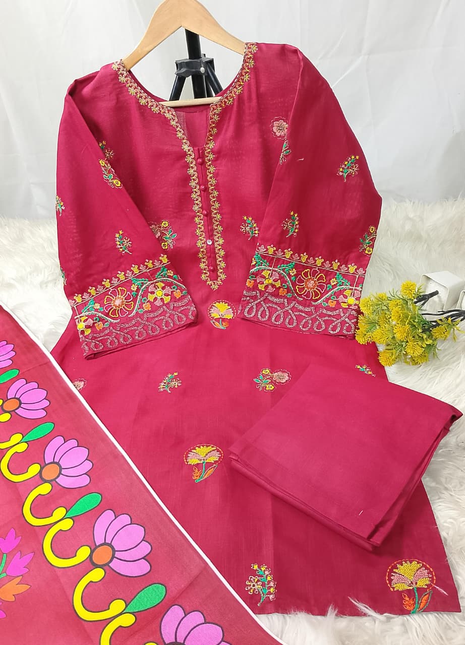 Premium Embroidered Khaddar 3PC Winter Collection – Wool Dupatta Set 2025