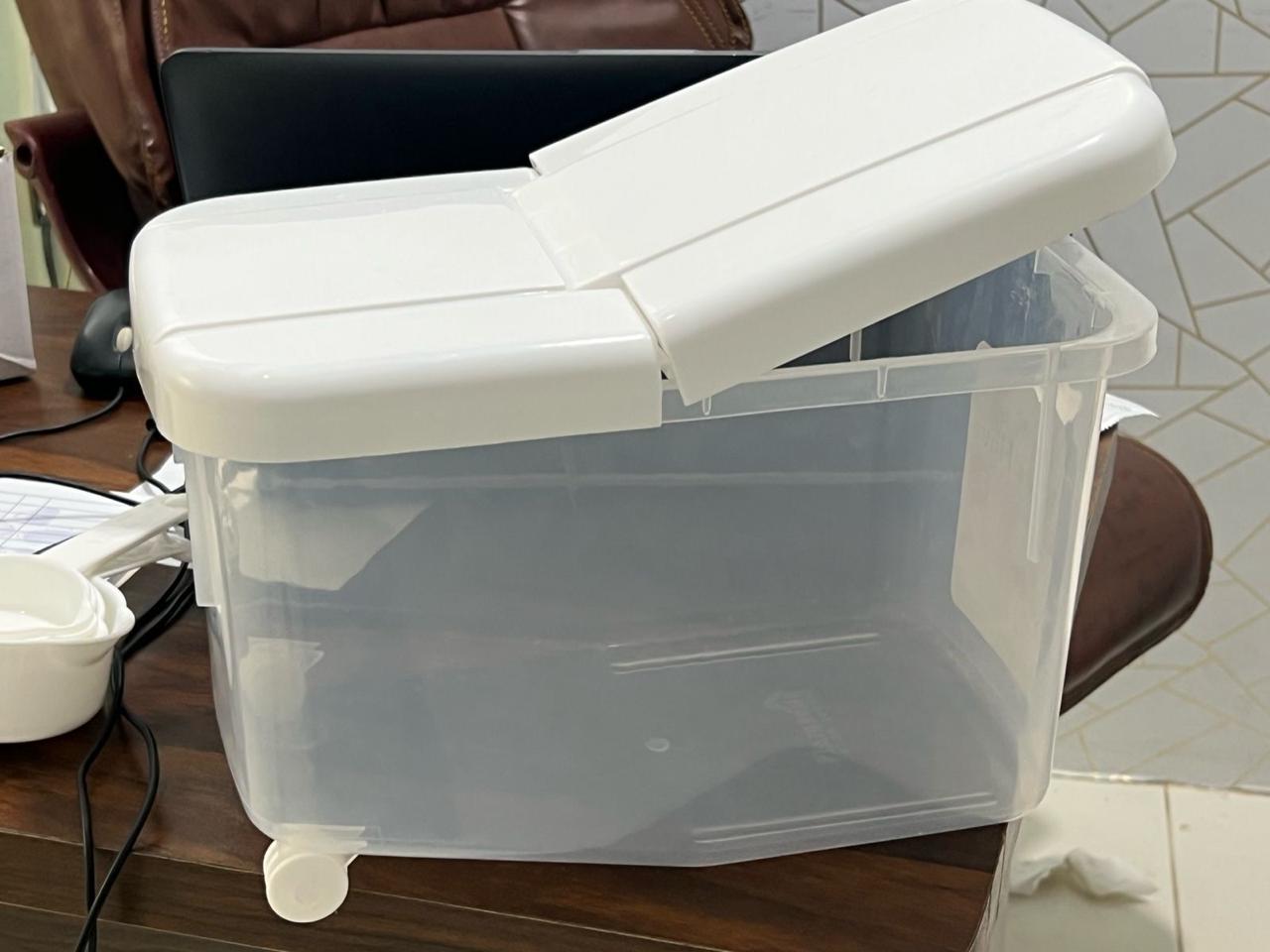 Flip-Top Storage Bucket with Wheels – Rice & Flour Container