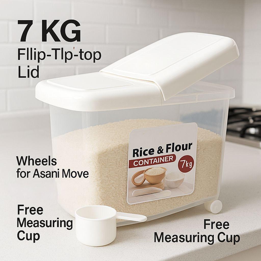 Flip-Top Storage Bucket with Wheels – Rice & Flour Container
