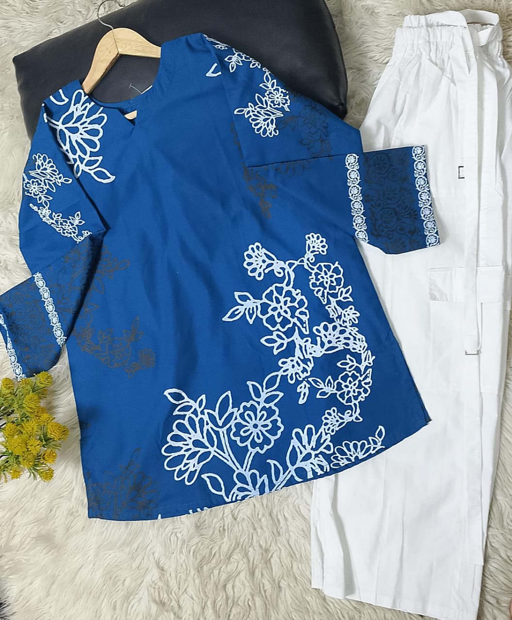 Winter Cotton 2pc Western Cargo Plazo Suit – Solid Paste Print Top | Medium & Large Sizes