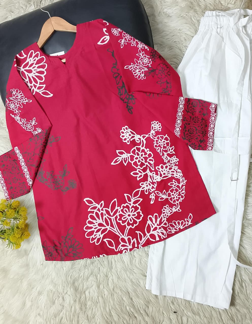 Winter Cotton 2pc Western Cargo Plazo Suit – Solid Paste Print Top | Medium & Large Sizes