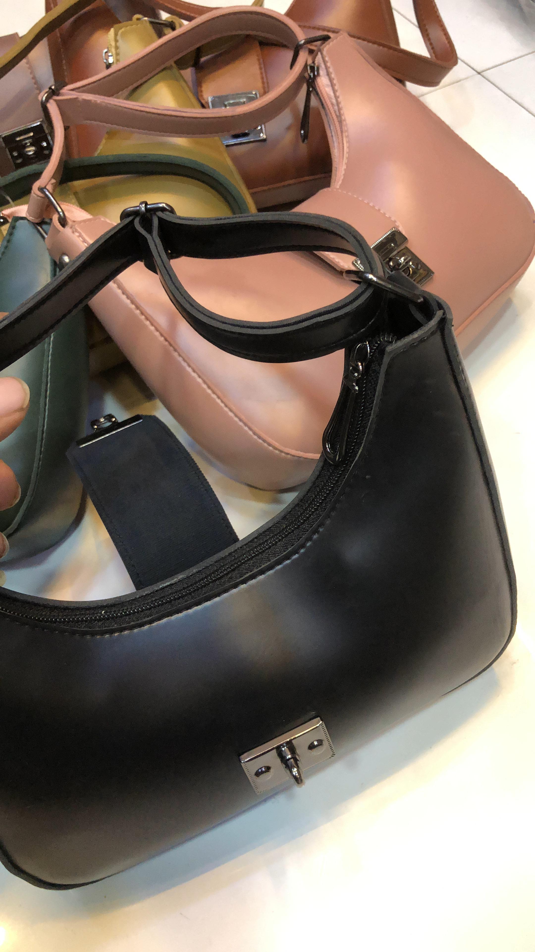 Half Moon Soft Leather Shoulder Handbag for Girls with Adjustable Strap