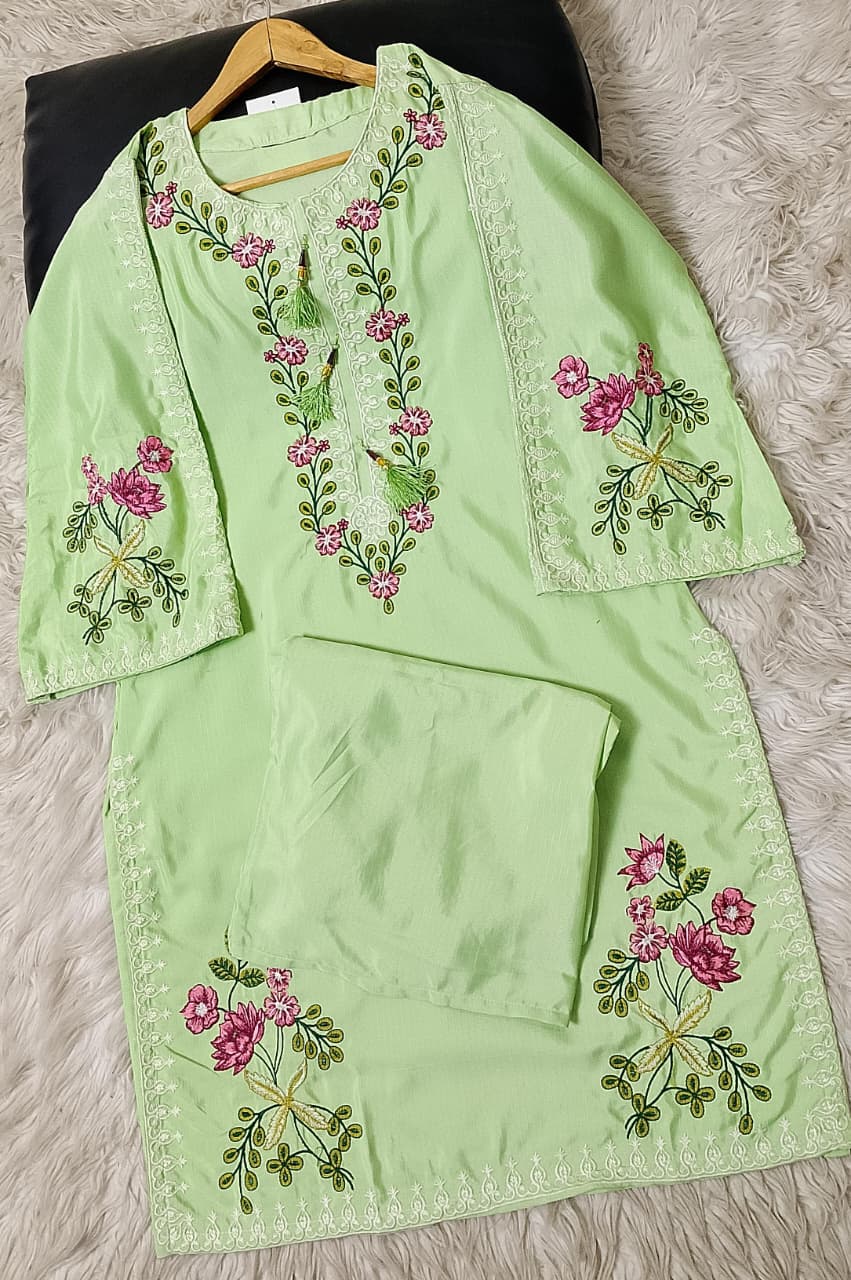 Winter Viscose 2pc Embroidered Stitched Suit for Women – Trendy TikTok Style Embroidery | Medium & Large Sizes