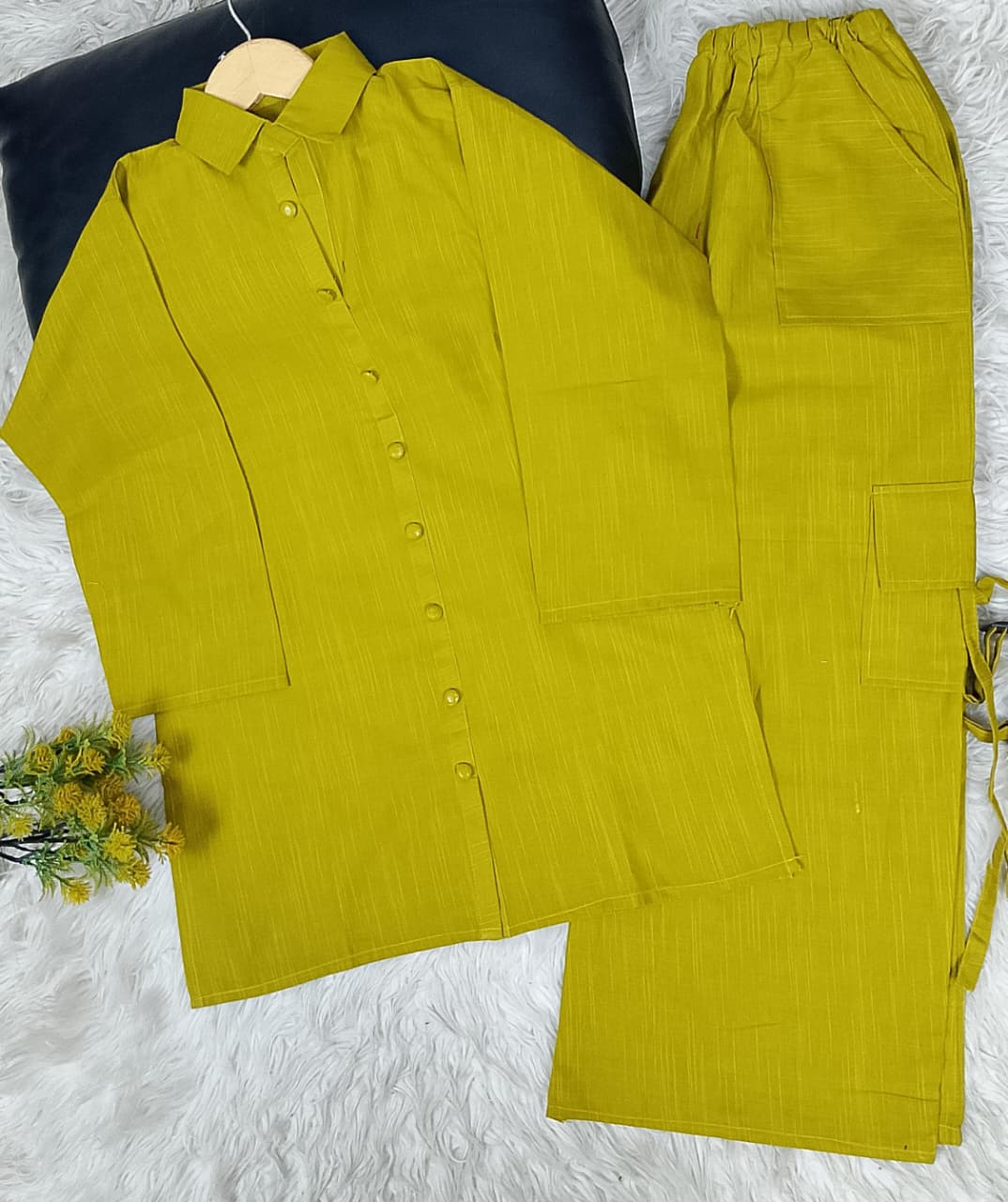 Khaddar 2pc Western Cargo Plazo Stitched Suit for Women – Solid Winter Collection | Medium & Large Sizes