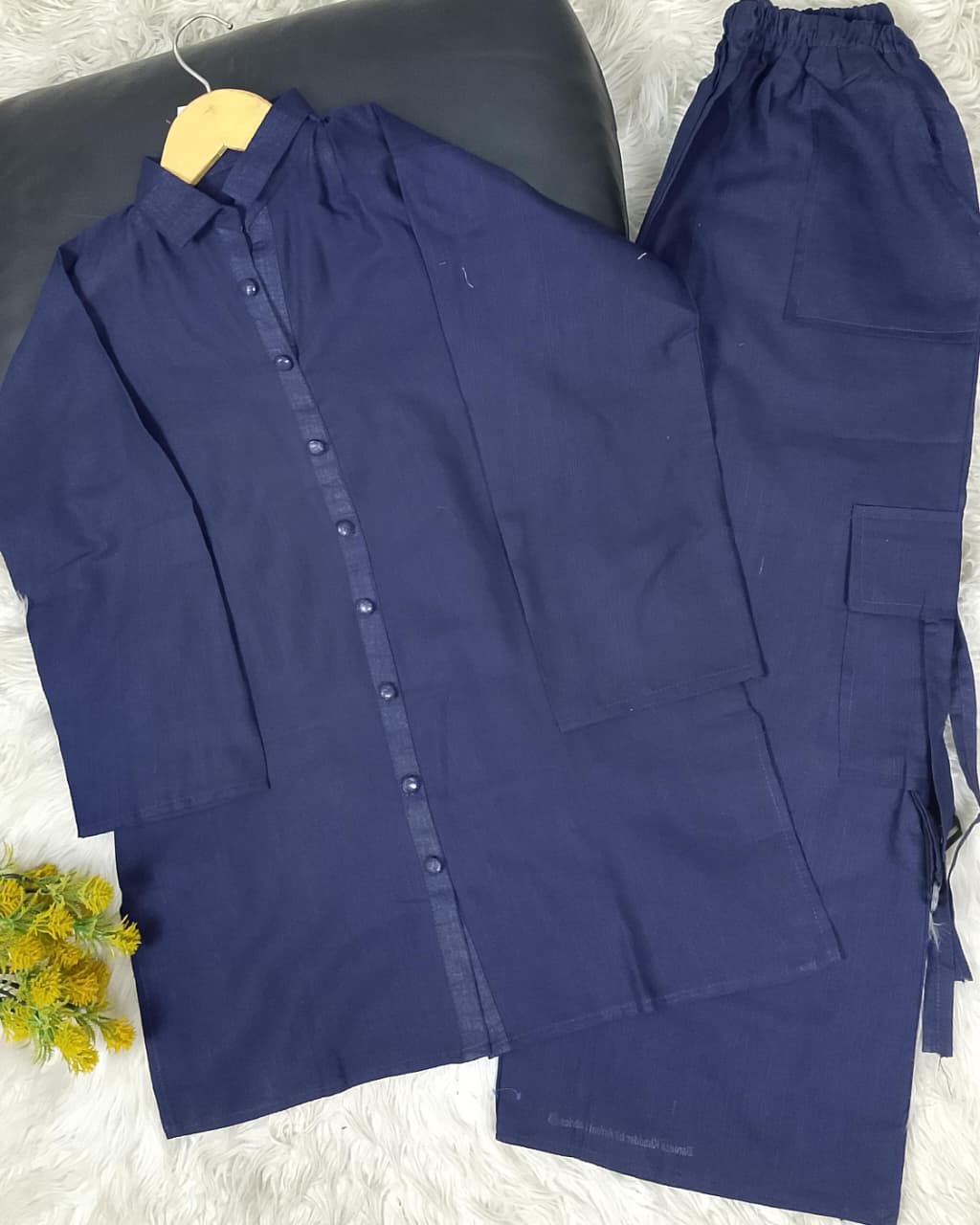 Khaddar 2pc Western Cargo Plazo Stitched Suit for Women – Solid Winter Collection | Medium & Large Sizes