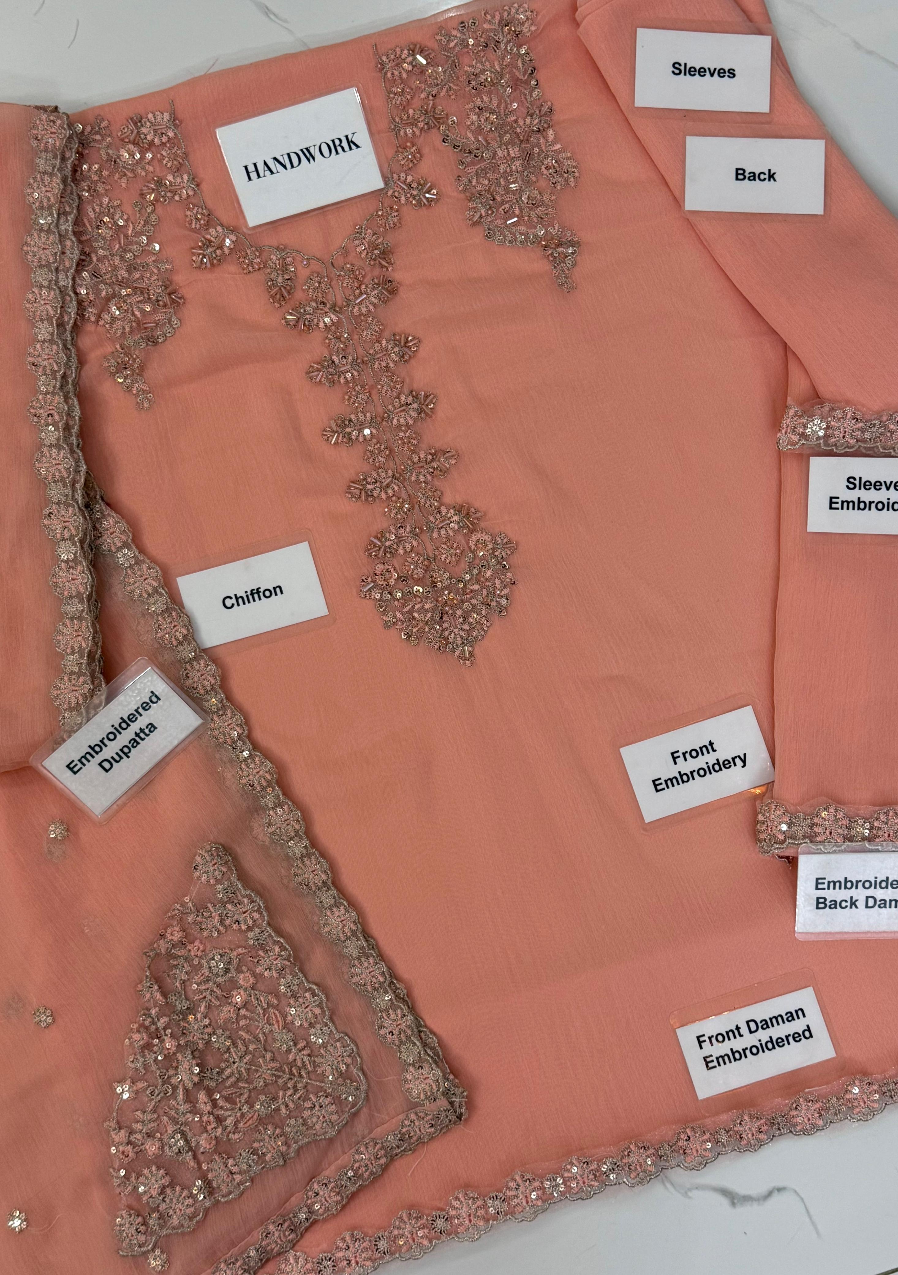 Luxury Chiffon Embroidered Formal Dress – 3 Piece Unstitched