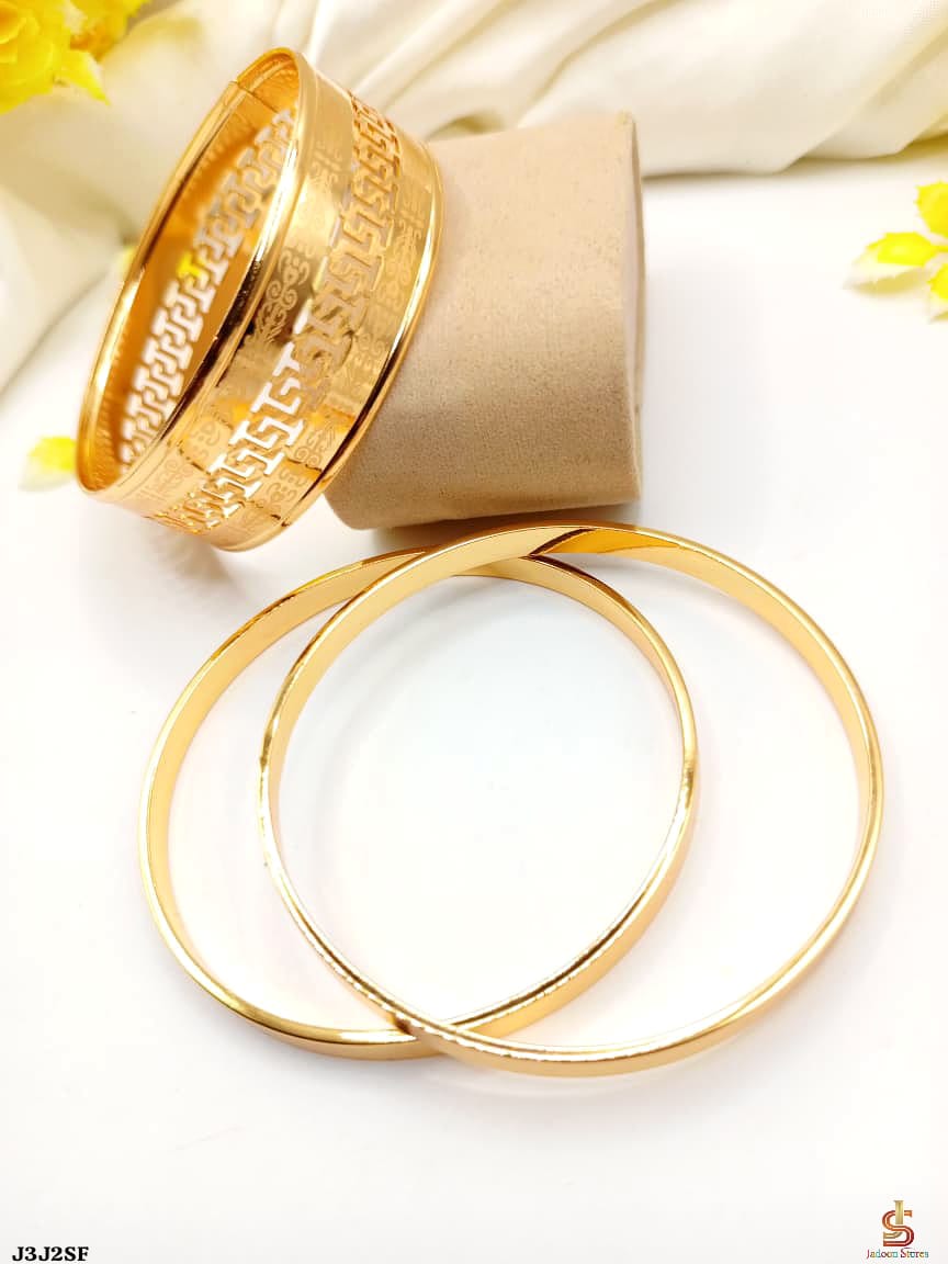 Gold-Plated 3-Piece Fancy Kara & Bangles Set