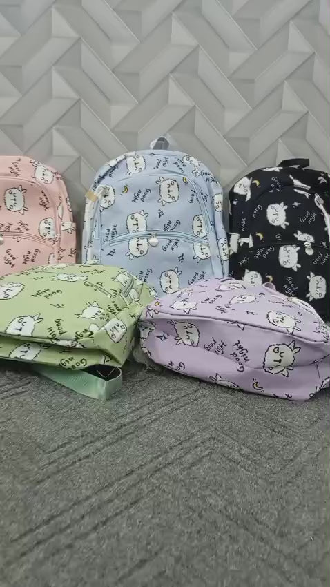 Trendy printed parachute backpack for kids with keychain and spacious design – buyfromdanish.com