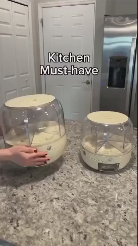 Durable Rotating Food Storage Container for Rice, Pulses and Dry Items