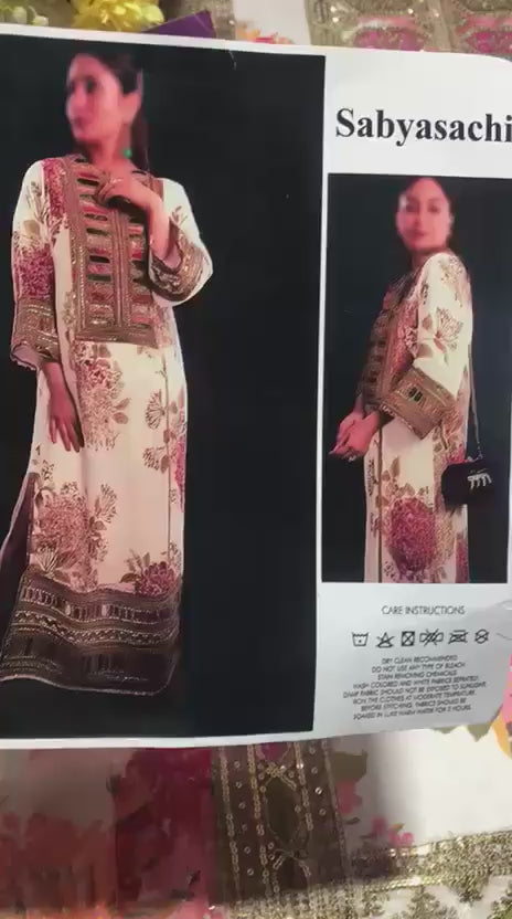 Elegant 3-piece unstitched Shamoze silk suit with heavy embroidery and digital printed dupatta – luxury festive wear for women Pakistan 2025