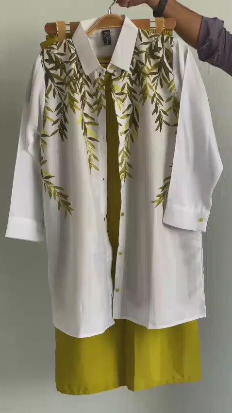 Stitched 3 piece set – printed shirt, cargo trouser and separate inner in grip fabric, standard medium size – summer wear collection Pakistan