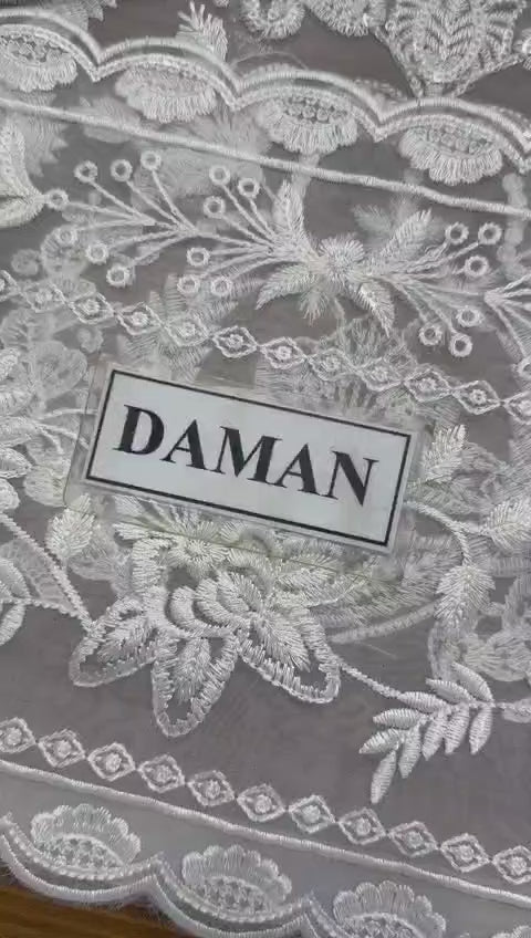 Heavy embroidered organza shirt with sequence work and embroidered daman