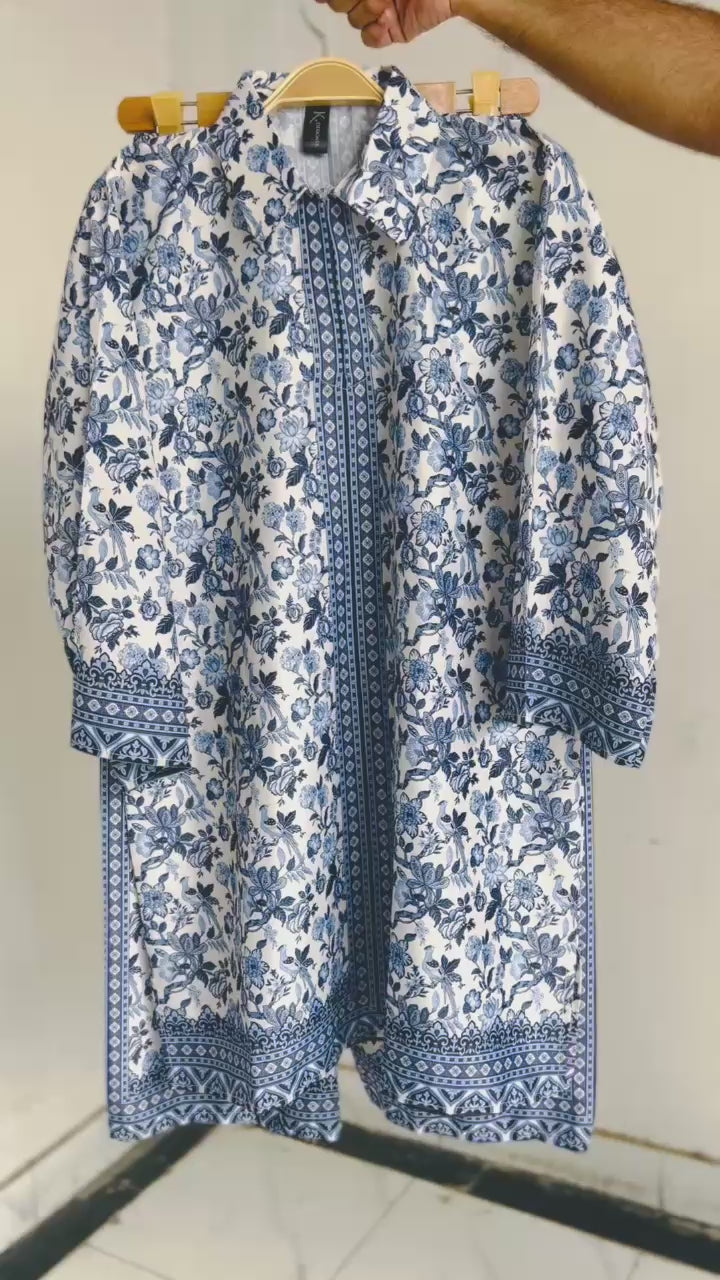 Stitched 2 piece printed shirt with trouser – summer collection 2025