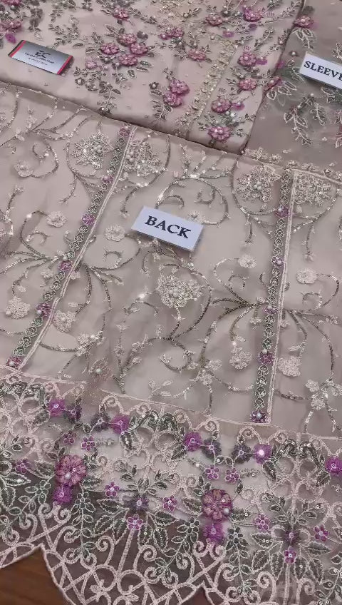 Organza Embroidered Maxi Dress Pakistan, Luxury Formal Wear for Women, Sequin and 3D Floral Work Maxi, Wedding Outfit 2025, buyfromdanish.com
