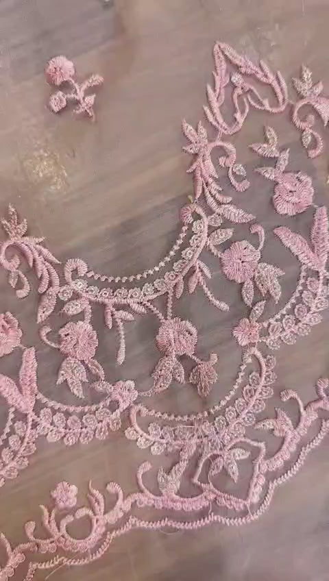 Organza Embroidered 2PC Suit with Satin Silk Trouser