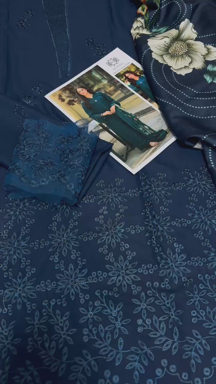 Winter 2025 premium 3PC Dhanak embroidered suit with pashmina wool printed shawl – Code 607 – buyfromdanish.com