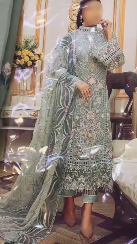 Shamoze silk trouser for chiffon embroidered suit