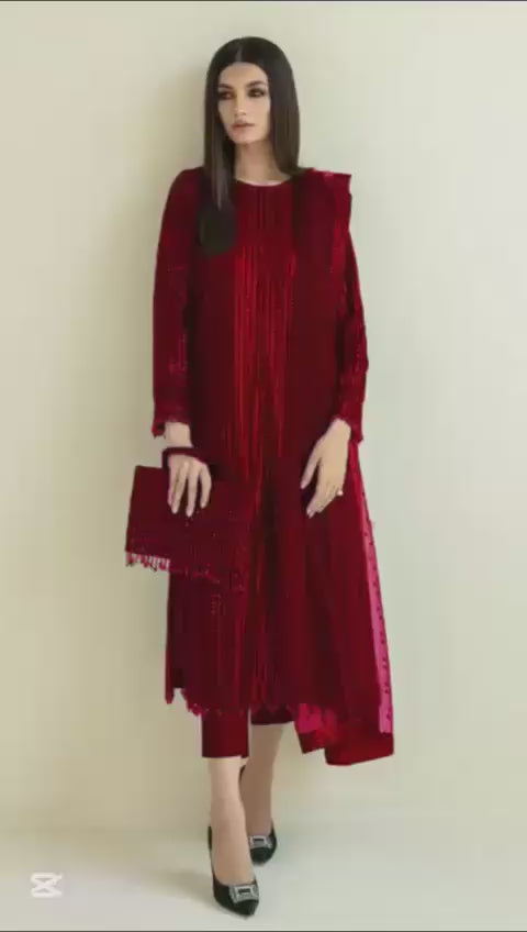 Premium Chiffon Embroidered 3PC Suit – With Sequins Detailing